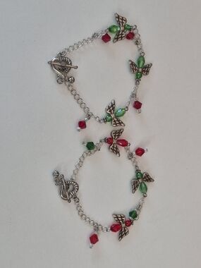 Pair of 2 Best Friend Angel Heart Toggle Friendship Btacelets